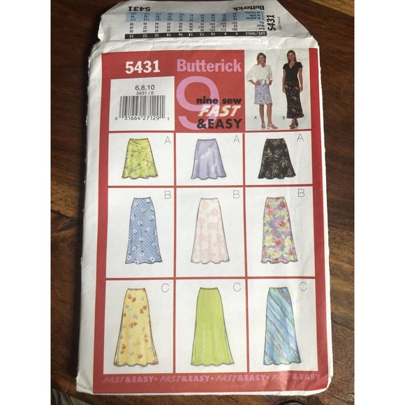 Butterick 5431 Bias Cut A-Line Skirts in 3 Lengths Sz 6-10 UNCUT Pattern EASY - Picture 1 of 3